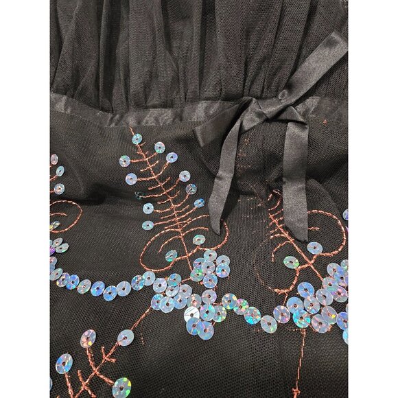 Veste Black Sequin Embroidered Dress, size 8 - Picture 4 of 7